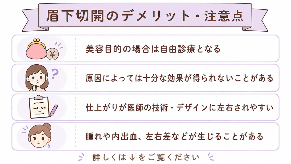 眉下切開　デメリット　注意点
