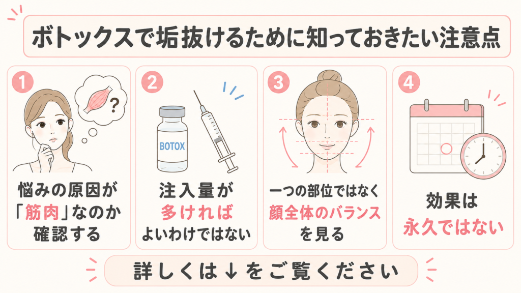 ボトックス 垢抜け 注意点