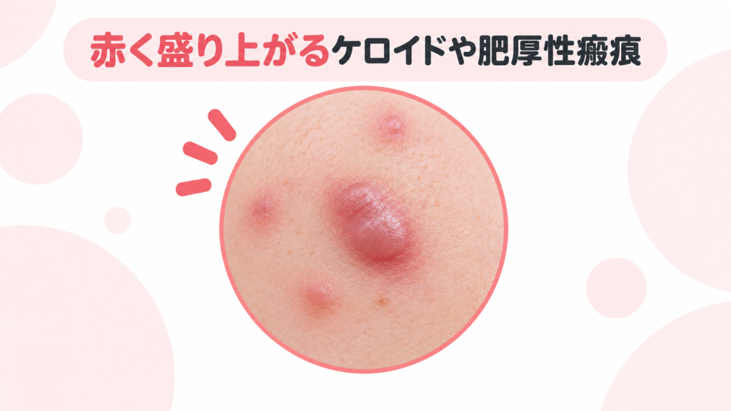 ニキビ跡 赤く盛り上がるケロイドや肥厚性瘢痕