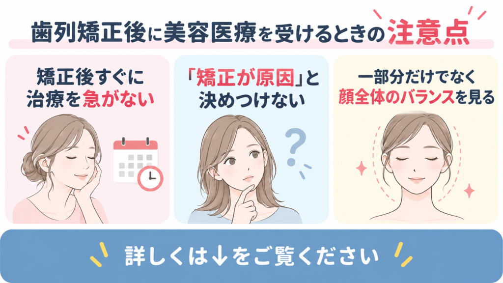 歯列矯正後　美容医療　注意点