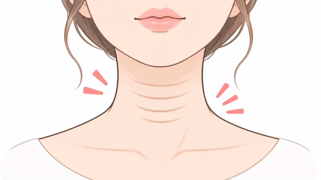 横ジワ　ネックレスライン