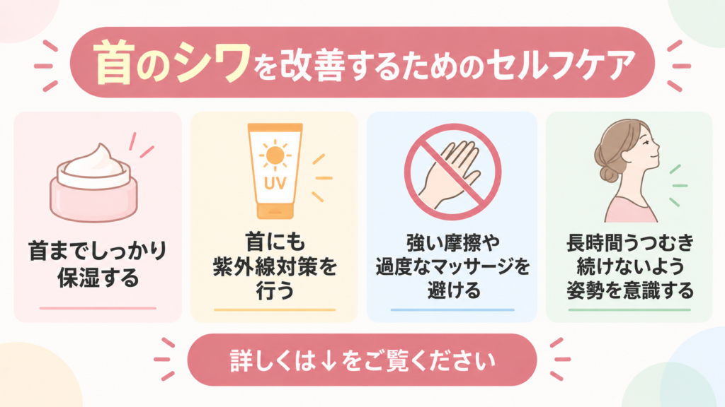 首のシワ　改善　セルフケア