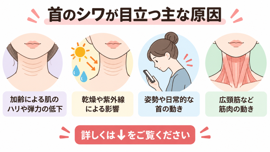 首のシワ　目立つ　原因